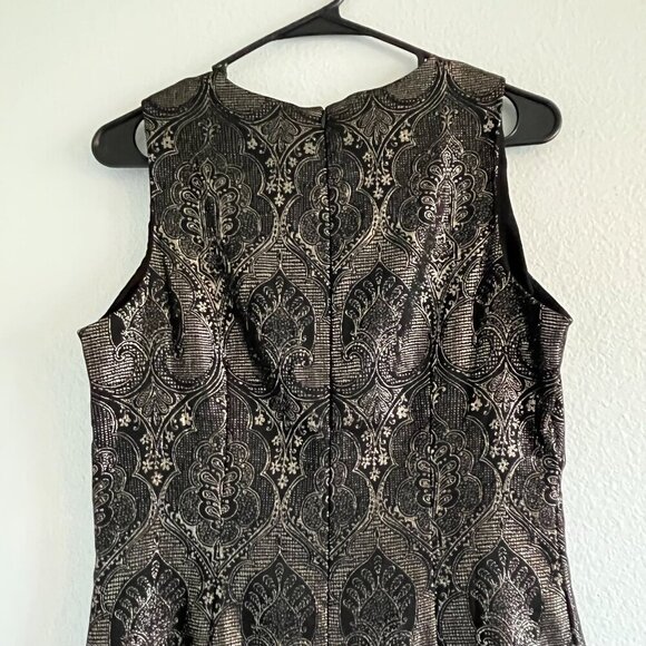 J McLaughlin Belinda Sheath Dress Zahara Jacquard Metallic Sleeveless Black 6‎ - Picture 8 of 11